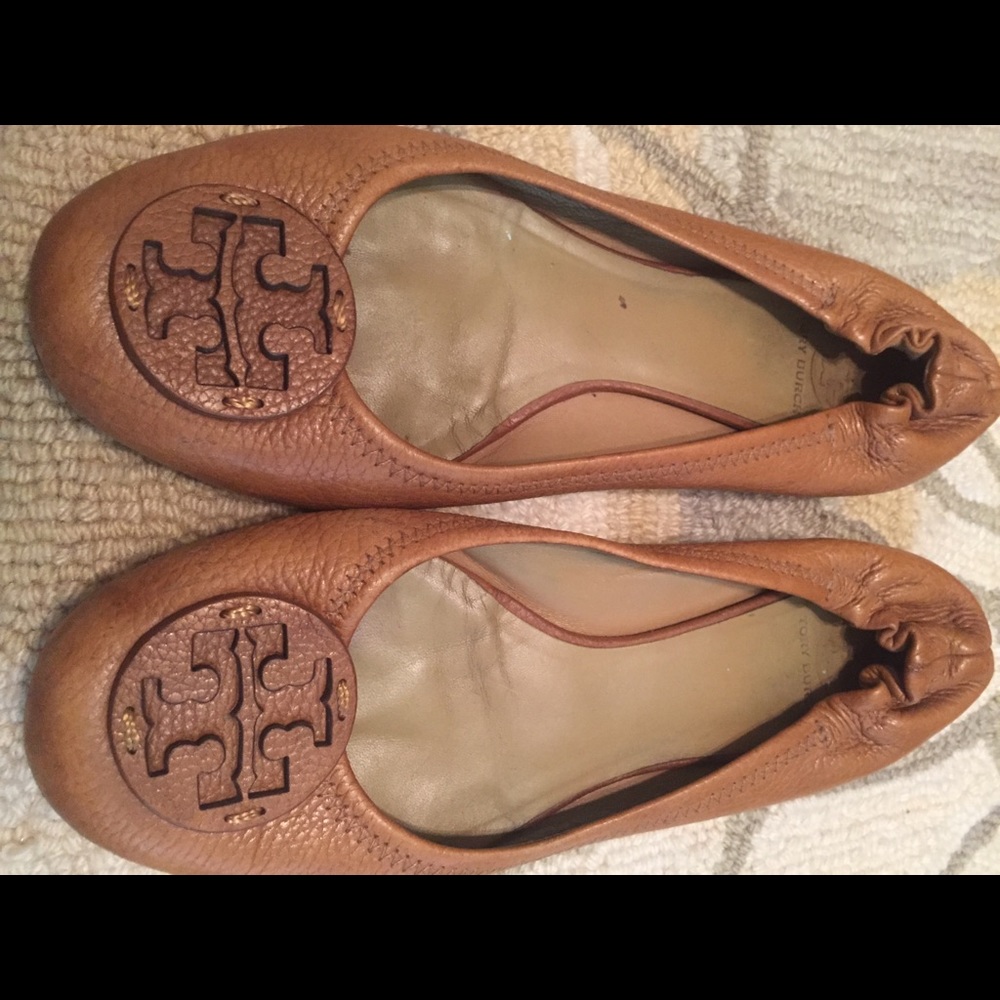 Tory Burch Reva Flats- Cognac Leather